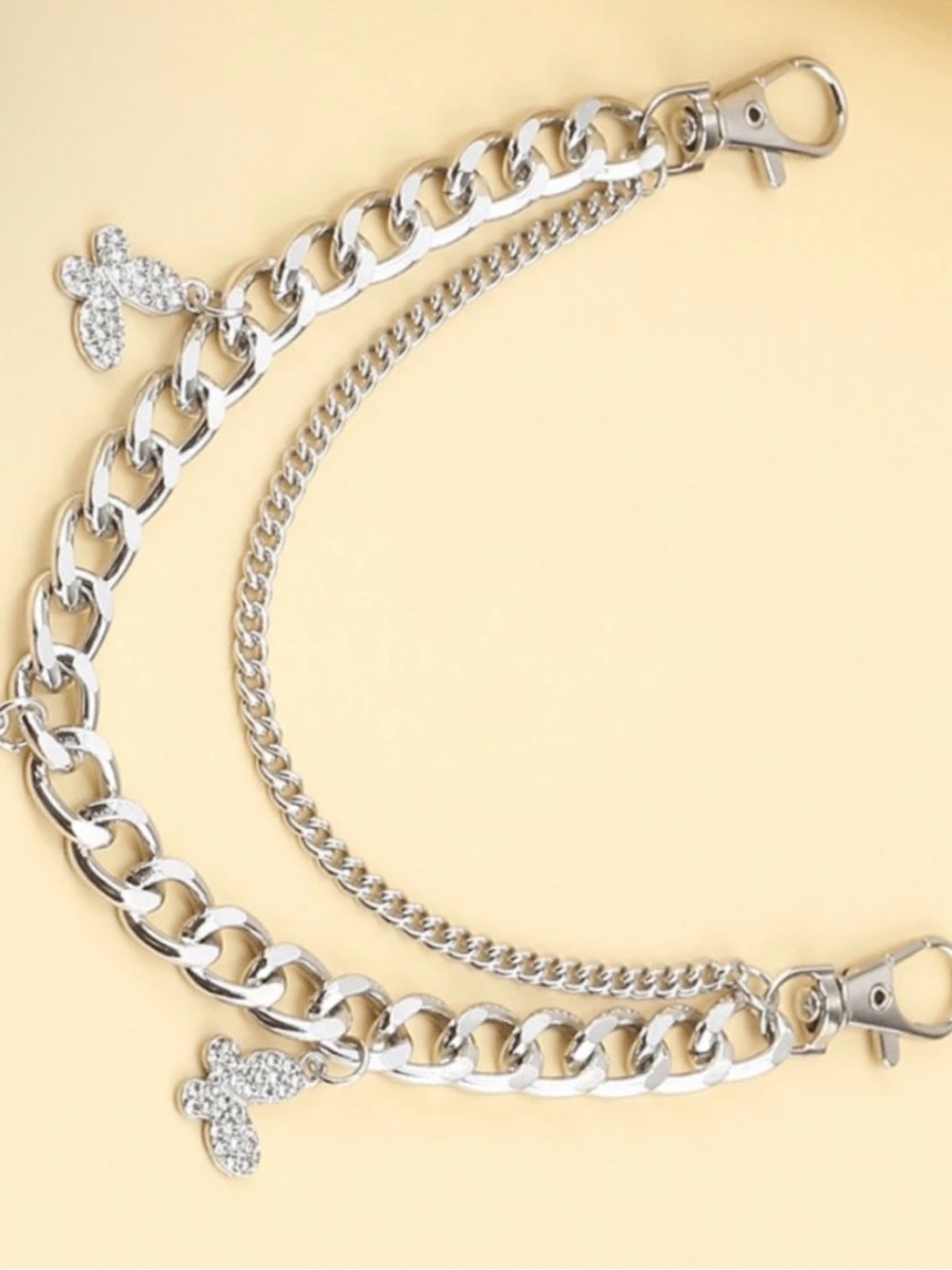Silver Double Chain Butterfly Charm for Bags NWT - Picture 2 of 2